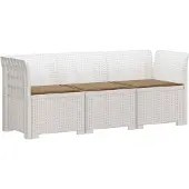 vidaXL 3-Zits Tu bank met Kussens Rattan Look PP Wit