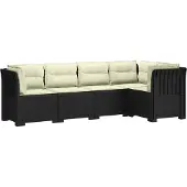vidaXL 5-Zits Tuinbank met Kussens Rattanlook PP Antraciet