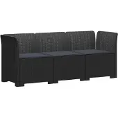 vidaXL 3-Zits Tu bank met Kussens Rattan Look PP Antraciet