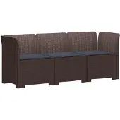 vidaXL 3-Zits Tu bank met Kussens Rattan Look PP Bruin