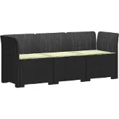 vidaXL 3-Zits Tu bank met Kussens Rattan Look PP Antraciet