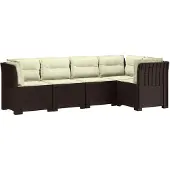 vidaXL 5-Zits Tuinbank met Kussens Rattanlook PP Bruin