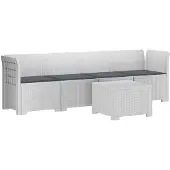 vidaXL 4-Zits Tuin Sofa met Kussens Rieten Look PP Wit