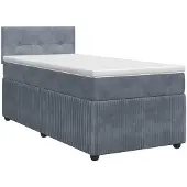 vidaXL Boxspringbed met matras Donkergrijs 100 x 200 cm Fluweel