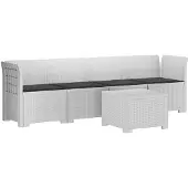 vidaXL 4-Zits Tuin Sofa met Kussens Rieten Look PP Wit