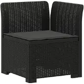 vidaXL 4-Zits Tuin Sofa met Kussens Rieten Look PP Antraciet