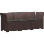 vidaXL 3-Zits Tu bank met Kussens Rattan Look PP Bruin