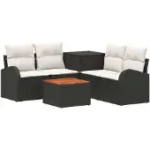 vidaXL Bankstel 6 st Zwart en Crème Wit 55 x 55 x 37 cm
