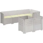 vidaXL 7-Zits Tuinbank met Kussens Rattan Look PP Wit