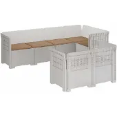 vidaXL 7-Zits Tuinbank met Kussens Rattan Look PP Wit