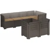 vidaXL 7-Zits Tuinbank met Kussens Rattan Look PP Lichtgrijs