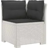 vidaXL 5-Zits Tuinbank met Kussens Rattanlook PP Wit