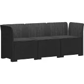 vidaXL 3-Zits Tu bank met Kussens Rattan Look PP Antraciet