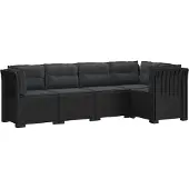 vidaXL 5-Zits Tuinbank met Kussens Rattanlook PP Antraciet