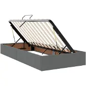 vidaXL LED-bed met opbergruimte en matras, donkergrijs, 200 x 200 cm, met stoffen bekleding