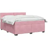 vidaXL Boxspringbed met matras en LED-verlichting, roze, 160 x 200 cm, fluweel