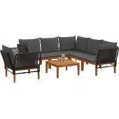 vidaXL 7 st Massief acaciahout & touw Naturel