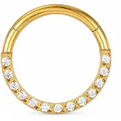 Cilla Jewels Goudkleurige Damesneusring met Clickersluiting en Witte Zirkonia