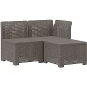 vidaXL 3-Zits Tu bank met Kussens Rattan Look 3-zits PP Lichtgrijs
