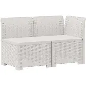 vidaXL Twee-zits Tuin Sofa Rieten Look 2-zits PP Wit
