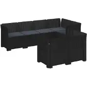 vidaXL 7-Zits Tuinbank met Kussens Rattan Look PP Antraciet