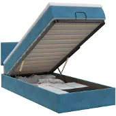 vidaXL Ottoman bed met matras Donkerblauw 90 x 200 cm Fluweel