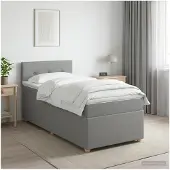 vidaXL Boxspringbed met matras Lichtgrijs 90 x 190 cm Stof
