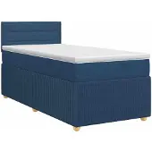 vidaXL Boxspringbed met matras en hoofdbord, blauw, 90 x 190 cm, stof