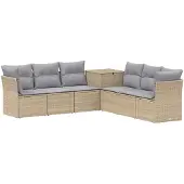 vidaXL Bankstel 7 st Beige en Lichtgrijs 234 x 234 x 85 cm