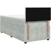 vidaXL Boxspringbed met matras, lichtgrijs, 100 x 200 cm, fluweel