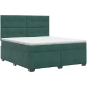 vidaXL boxspringbed met matras, donkergroen, 140 x 190 cm, fluweel