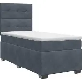 vidaXL Boxspringbed met matras Donkergrijs 90 x 190 cm Fluweel