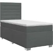 vidaXL Boxspringbed met matras Donkergrijs 90 x 190 cm Stof