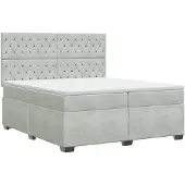 vidaXL Boxspringbed met matras Lichtgrijs 200 x 200 cm Fluweel
