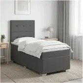 vidaXL Boxspringbed met matras Donkergrijs 100 x 200 cm Stof