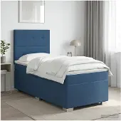 vidaXL Boxspringbed met matras met hoofdeinde Blauw 90 x 190 cm Stof