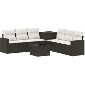 vidaXL Bankstel 8 st Zwart en Crème Wit 55 x 55 x 37 cm