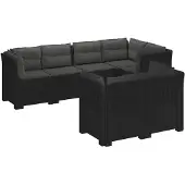 vidaXL 7-Zits Tuinbank met Kussens Rattan Look PP Antraciet