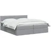 vidaXL LED-bed met opbergruimte en matras, lichtgrijs, 200 x 200 cm, gestoffeerd
