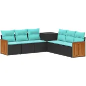 vidaXL Bankstel 7 st Zwart en Blauw 118 x 62 x 69 cm