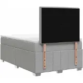 vidaXL LED boxspringbed met matras, lichtgrijs, 120 x 190 cm, gestoffeerd