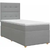 vidaXL Boxspringbed met matras Lichtgrijs 90 x 190 cm Stof