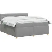 vidaXL Boxspringbed met matras, lichtgrijs, 200 x 200 cm, gestoffeerd