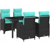 vidaXL Buiten Eettafel Set 5 st poly rattan