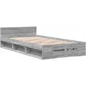 vidaXL Bedombouw met opslag Grijs Sonoma 80 x 200 cm Bewerkt hout