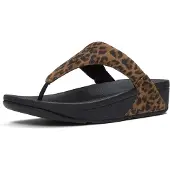FitFlop Lulu Suede Leopard Toe-Post Sandals BRUIN - Maat 41