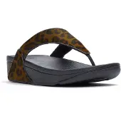 FitFlop Lulu Suede Leopard Toe-Post Sandals BRUIN - Maat 39
