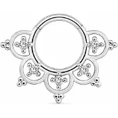 Cilla Jewels Zilverkleurige Septum Clicker met Witte Zirkonia en Bloemmotief