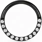 Cilla Jewels Zwarte Damesneusring met Clickersluiting en Witte Zirkonia