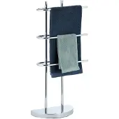 Famanu – Handdoekhouder van chroom, 3-armig, halfronde voet, vrijstaand, metaal, : 83x40x18 cm, zilver